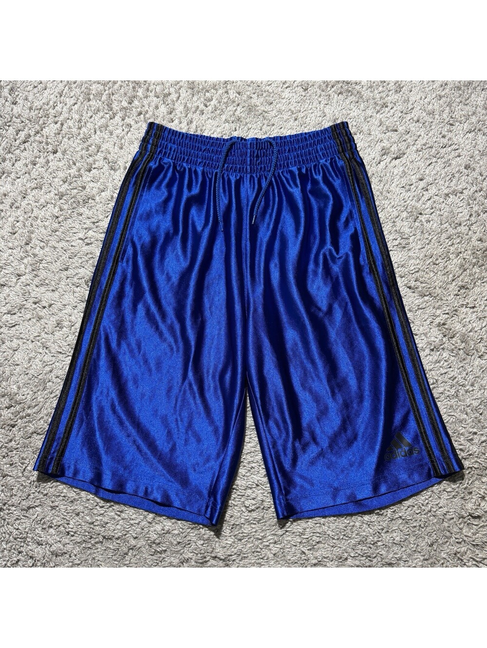Vtg Y2K Adidas Shorts Mens Blue Basketball Dazzle Athletic Baggy Silky Medium